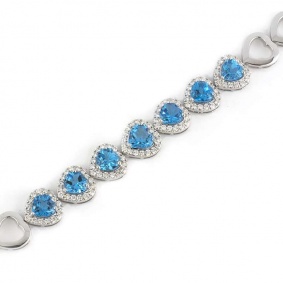 18k White Gold Topaz and Diamond Set Bracelet